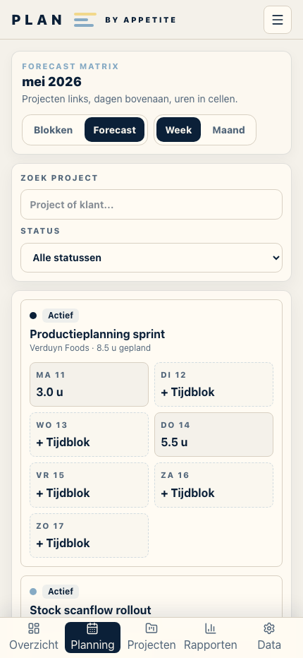 Planning op smartphone