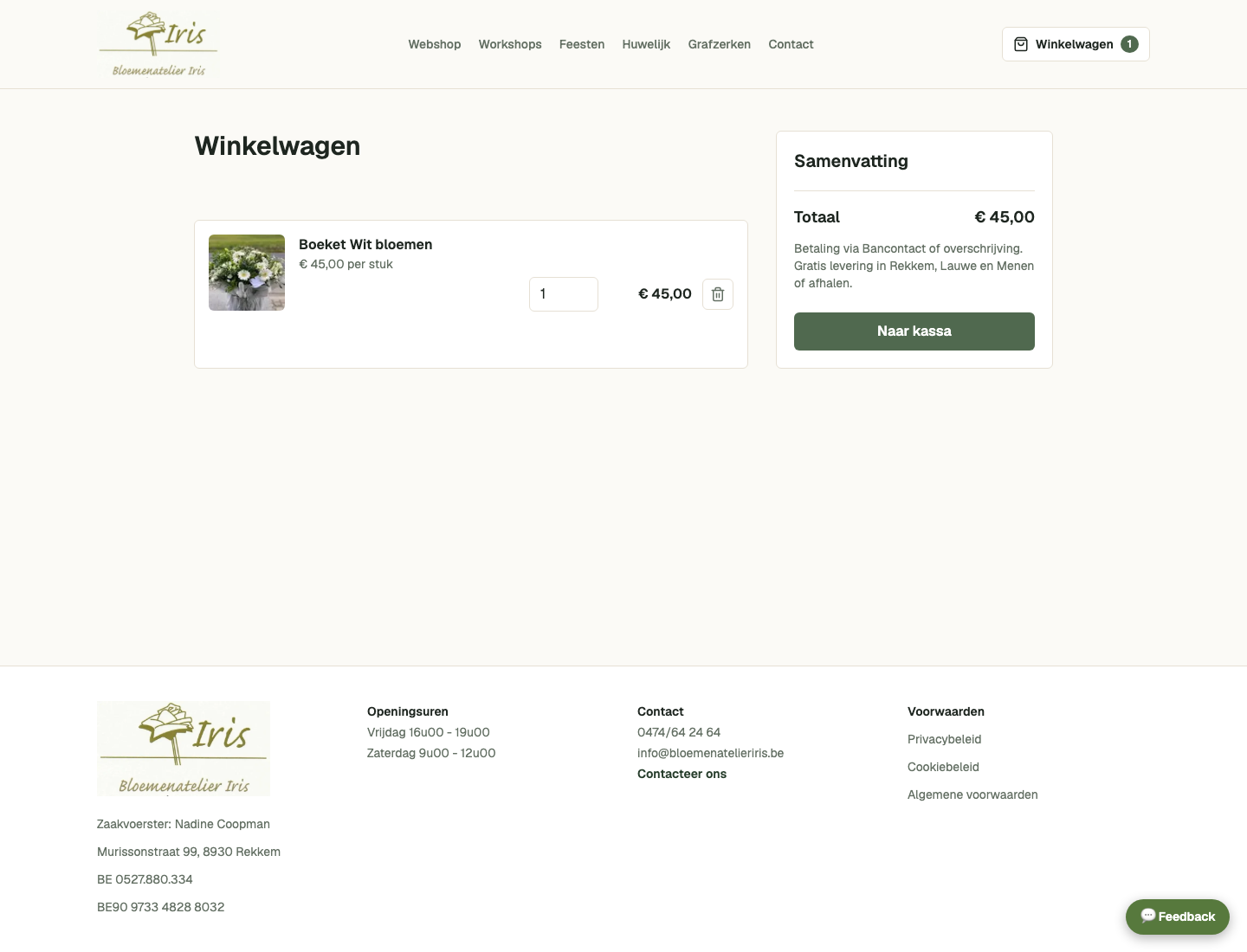 De winkelwagen houdt de volgende stap helder