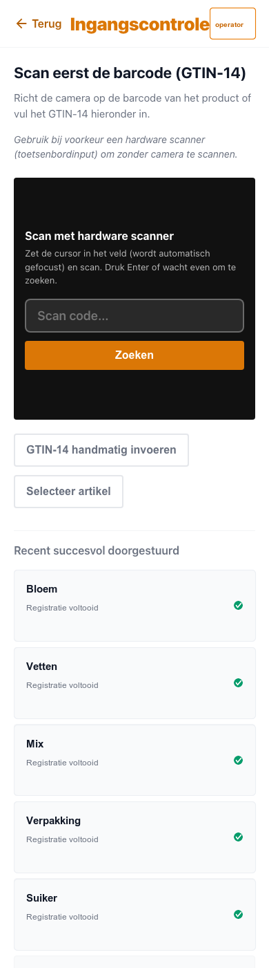 Inbound scannen op de telefoon